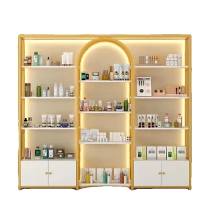 Metal Shelf Display Cabinet for Nail Polish Barber Shop Products Skin Care & Beauty Salon Cosmetics Display Rack