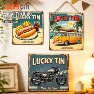 Metal Tin Box Can Factory Custom Tinplate Crafts Retro Tin Signs For Bar Garage Wall Decor