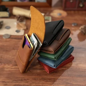 Mini Card Bag Genuine Leather Men Small Bag Zero Wallet Retro Crazy Horse Leather Head Layer Leather Business Card