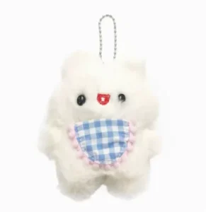 Mini Cute Fluffy Bib Bunny 12CM White Rabbit Plush Keychain Small Doll Bag Charm with PP Cotton Plush Toys