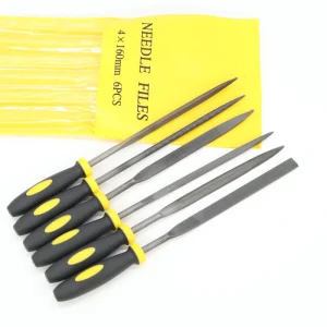 Mini Metal Needle File Set American Pattern Bright Finish Ergonomic Rubber Handle for DIY Industrial Jewelry Grinding