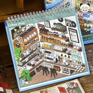 Miniature Scene Collection Book 8.0 Coffee Shop National Trend Style 3D Multi-Scenery Multiple Styles Fun DIY Stickers