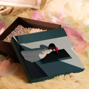 Minimal Abstract Geometric Illustration Cardboard Rectangle Lid and Base Gift Box with Customization and Private Label Options