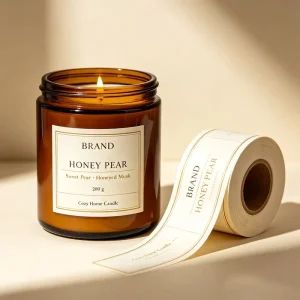 Minimalist Candle Labels Stickers Custom Logo Printed Waterproof Adhesive For Jar Bottle Packaging Fragrance Vinyl Roll UV