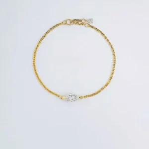 Minimalist Dainty Solitaire Marquise Cut Adjustable 18K Yellow Gold Lab Grown Diamond Bracelet Women Fine Jewelry