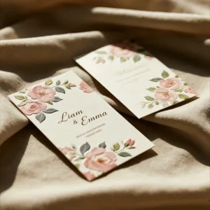 Minimalist Embossed Flower Wedding Invitation Luxury Gold Hot Stamping Custom Printed Eco Friendly Art Paper Wedding Invite Card