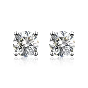 Minimalist Fashion Versatile 4 Prong Round Pt950 Platinum Lab Grown Diamond Stud Earrings