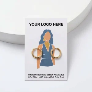 Minimalist Geometric Woman Figure Jewelry Earring Display Card White Cardstock Full Color Print Custom Logo OEM