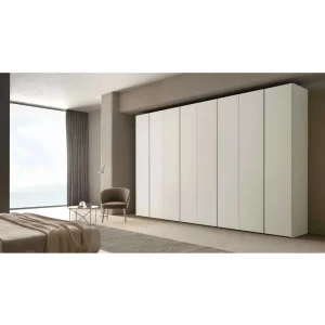 Minimalist Laminate Wardrobe with Full Length Aluminum Profile Handle Modern Luxury Bedroom Cabinet for Apartment