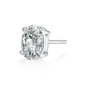 Minimalist Oval Cut 4 Prong Pt950 Platinum Lab Grown Diamond Single Stud Earrings