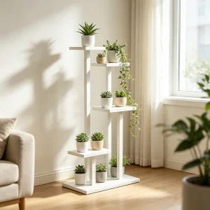 Minimalist Stable 5 Tiered Plant Shelf Metal Construction Flower Rack for Indoor Garden Balcony Decor Display Stand