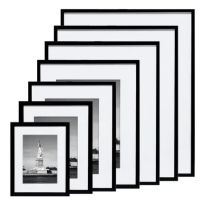 Minimalist Thin Black MDF Photo Frame Multiple Sizes Gallery Wall Frame Set with Acrylic Front & MDF Backboard