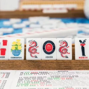 Miss University of Mississippi Mahjong Tiles Complete Set with Matching Table Mat Acrylic American Mahjong Game