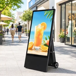 Mobile Digital Poster with Battery for Outdoor Advertising High Brightness Waterproof LCD Screen and Touch Optional