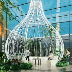 Modern 3D Landscape Rendering Customizable Construction Drawing Layout Sketch Concept Green Graphic Design for Villa