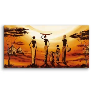 Modern Abstract Paintings Posters Red Sunset Family Portrait Art Wall Pictures for Living Room Home Decor