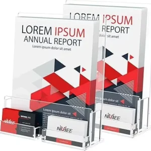 Modern Acrylic Advertising Flyer Display Stand Brochure Holder Business Card Holder with 3 Shelves for Office Home