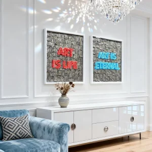 Modern Bedroom Decor Picture Light Letter Poster Handmade Mixed Media Artwork 3D Paper Dollars Led Wall Art