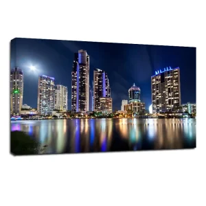 Modern Building Home Decoration Night Scenery LED Light Wall Art Poster