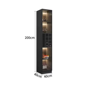 Modern Corner Wine Cabinet Living Room Glass Door Bar Display Cabinet Wooden Whiskey & Goblet Storage Rack