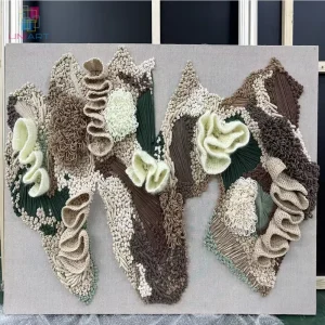 Modern French Wabi sabi Cream Style 100% Hand woven Embroidery Cotton Thread Decorative Painting