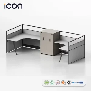 Modern Icon Wood Acoustic Eco Friendly Fireproof 4 6 8 10 Person Office Workstation Partition Desk Cubicle Modular Furniture