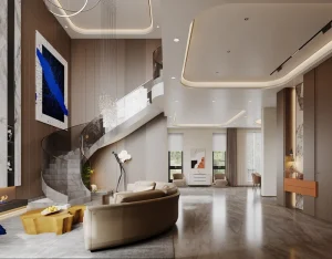 Modern Italian Mansion 3D Max Rendering, Interior Design, Mansion Living Room and Bedroom Decor