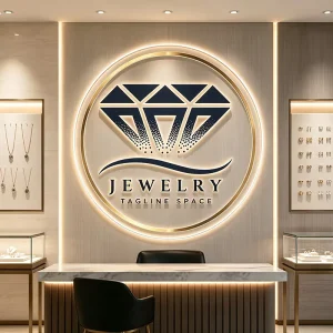 Modern LED Glowing Acrylic Logo Sign for Boutique Jewellery Shops Custom Lighted Company Wall Plaque for Makeup and Nail Salons