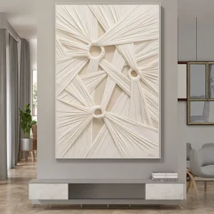Modern Minimalist White Lines Fabric Artwork Custom Handmade Textile Fiber Art Wall Decor Weaving Wall Art for Hotel Artwork
