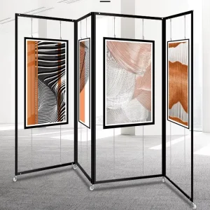 Modern Mobile Poster Art Display Portable Folding Exhibition Board Calligraphy Painting Advertising Screen