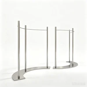 Modern Stainless Steel Curved Display Rack with Crescent Base for Women’s Boutique Store