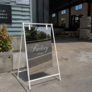 Modern Stainless Steel Mirror Sign Stand Custom A Frame Welcome Board for Wedding Party Cafe Bakery Barber Shop Decor