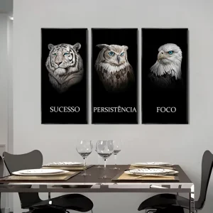 Modern Wall Decor Black Lion Canvas Poster Animal Print Wall Art Mural Picture Artwork Crystal Porcelain Decorative Painting