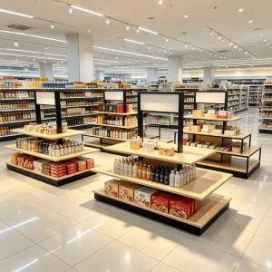Modern Wooden Retail Display Table Furniture Store Fixture for Clothing Cosmetic Store