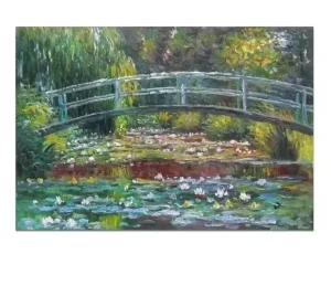 Monet’s Japan Bridge Hand Painted Reproduction Custom Sized Oil Painting Canvas for Art Inspired Interiors
