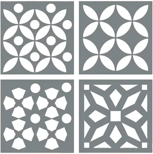 Moroccan Tile Stencil Set – Pack of Four 6×6 Designs for Painting Wall, Floor, Fabric or Wood Stencils