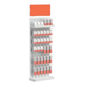 Movable Rotating Phone Accessories Display Rack with Wheels and Hooks