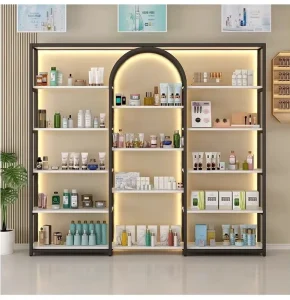 Multi-Layer Light Display Stand Beauty Salon Showcase for Skincare Products Cosmetic Shelf Storage Cabinet