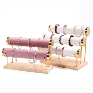 Multi layer Jewelry Wooden Bracelet Bangle Watch Organizer Countertop Jewelry Display Stand Rack for Women