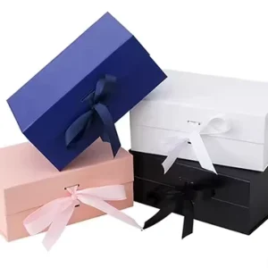 NEW Custom Logo with Elegant Ribbon Decoration Gift Box Matt Lamination Luxury Finish Recycled Materials