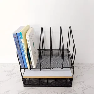 Natural Vertical Desktop Organizer Office Storage Rack Free Wind Display Rack Office File Rack Simple Magazine Storage Rack