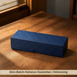 Navy Blue Debossed Roll End Tuck Sturdy Durable Jewelry Gift Packaging Boxes for Boutique
