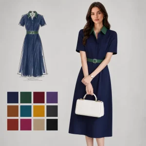 Navy Blue Womens Suit Set Breathable Polyester/Rayon Professional Wear Career Corporate Image Business Apparel