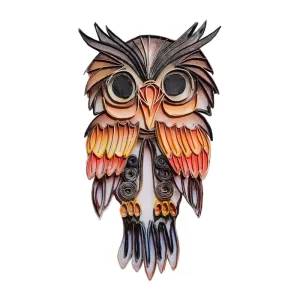 New Design 100% Handmade Custom Idea Owl Animal Impressionist 3D Art Paper on Canvas Wall Art