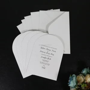 New Design Blind Embossed Embossing Arch Shape Wedding Invitation With Envelope