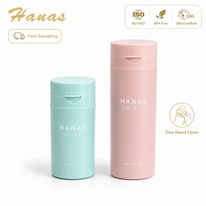 New Design Cosmetics Flip Top Airless Pump Plastic Bottle 50ml 100ml PCR Recyclable PP Cosmetic Packaging Cylinder Shape