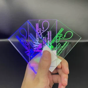 New Design Custom Holographic Glowing LED Light Card Printing Luxury Acrylic Business Card with Art Paper Embossed Finish
