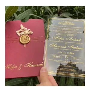 New Design Custom Invitation Card Luxury Acrylic Glass Engagement Invitation Wedding Invitation Card With Velvet Envelope