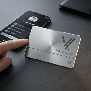 New Design Custom Stainless Steel NFC Smart Business Card Laser Engraved QR Code Contactless Digital Metal Name Card