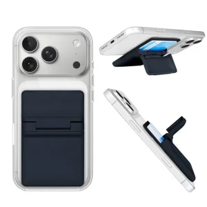 New Design Custom logo Slim Minimalist Stick on Phone Wallet Magnetic Adhesive Card Holders with Flap